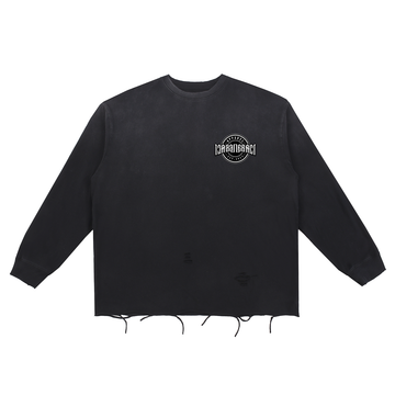 Snow Wash Raw Edge Cotton T-Shirt