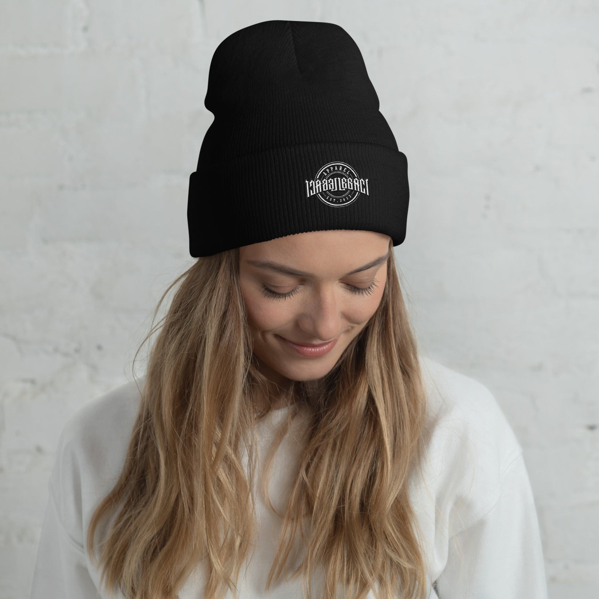 Embroidery Cuffed Beanie