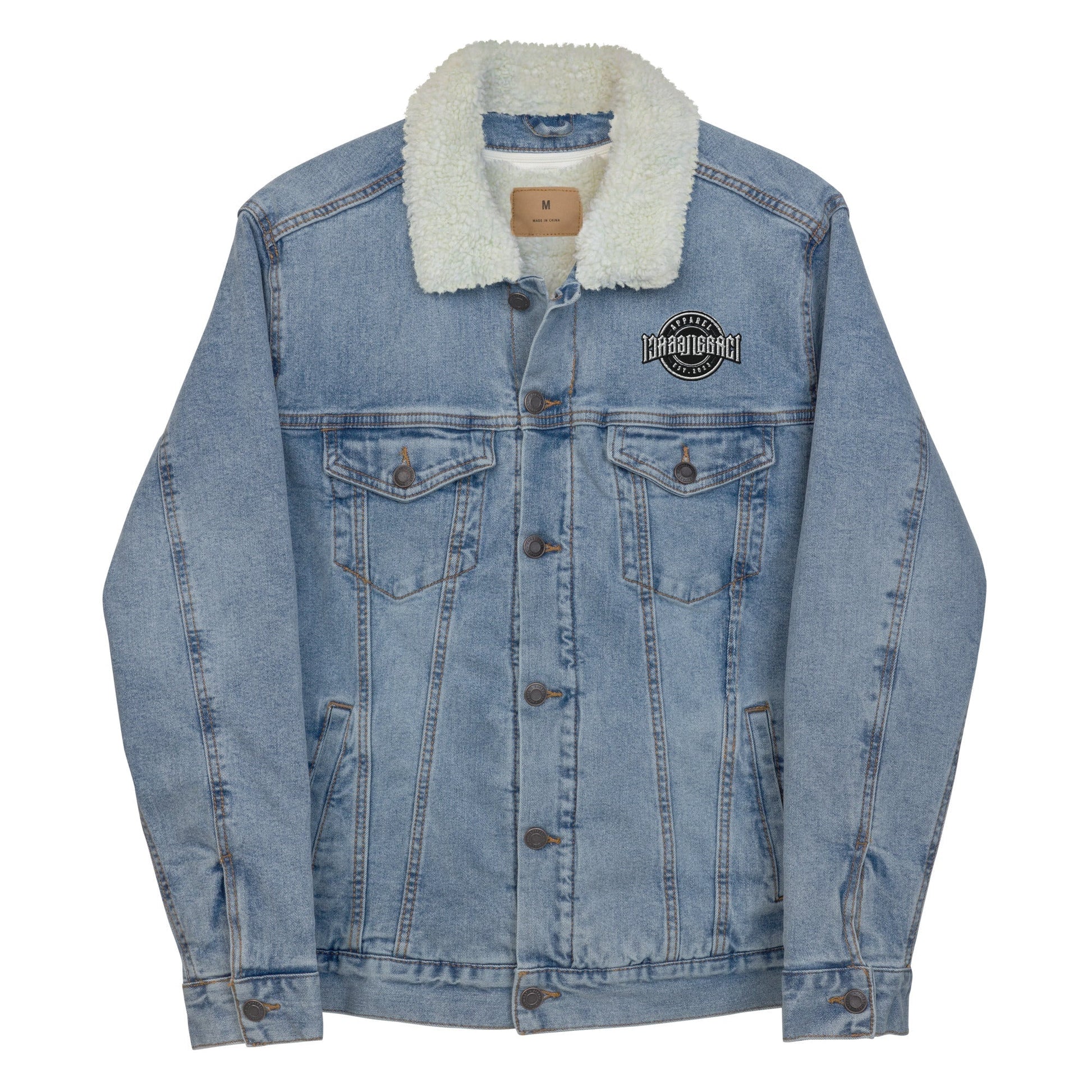 Embroidery Unisex Denim Sherpa Jacket