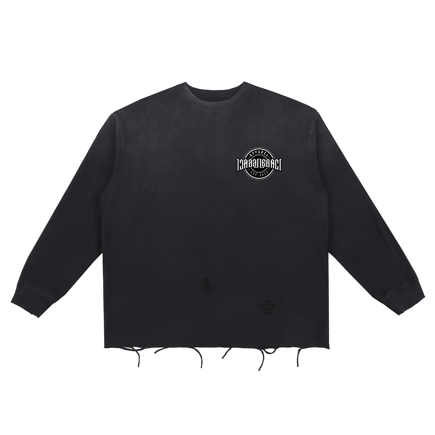 Snow Wash Raw Edge Cotton T-Shirt