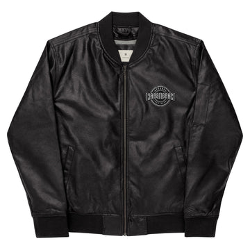 Embroidery Leather Bomber Jacket