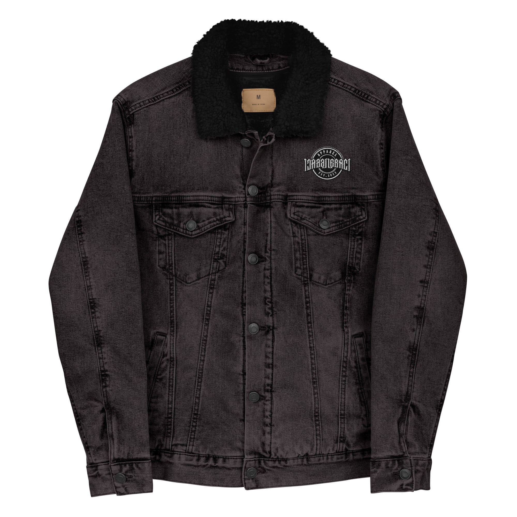 Embroidery Unisex Denim Sherpa Jacket
